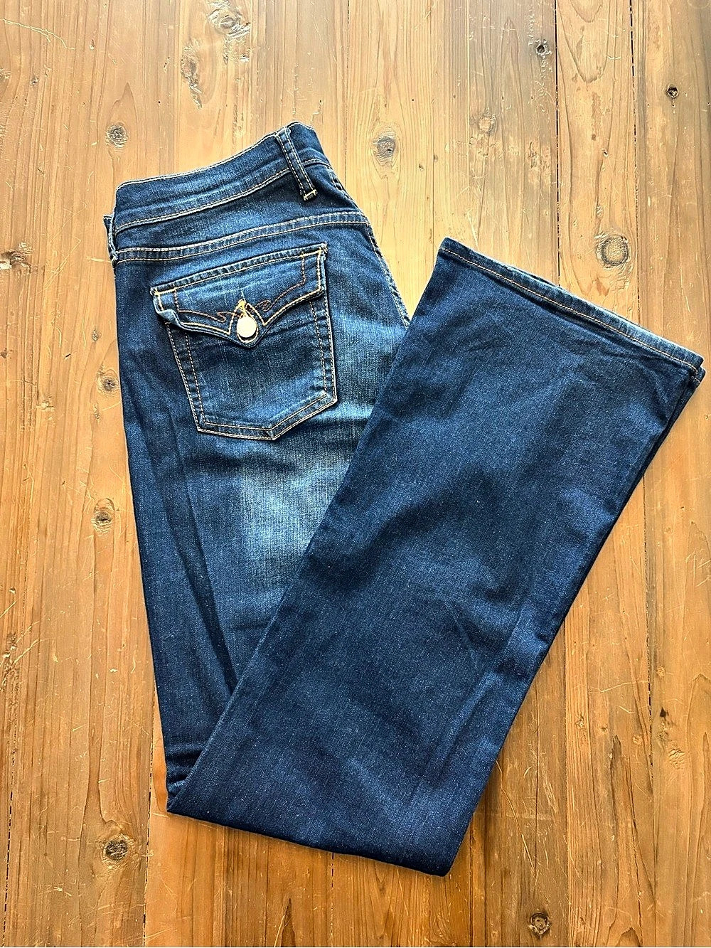 Lucky Brand Low Rise Flap-Pocket Flared Jeans Blue Waist 30